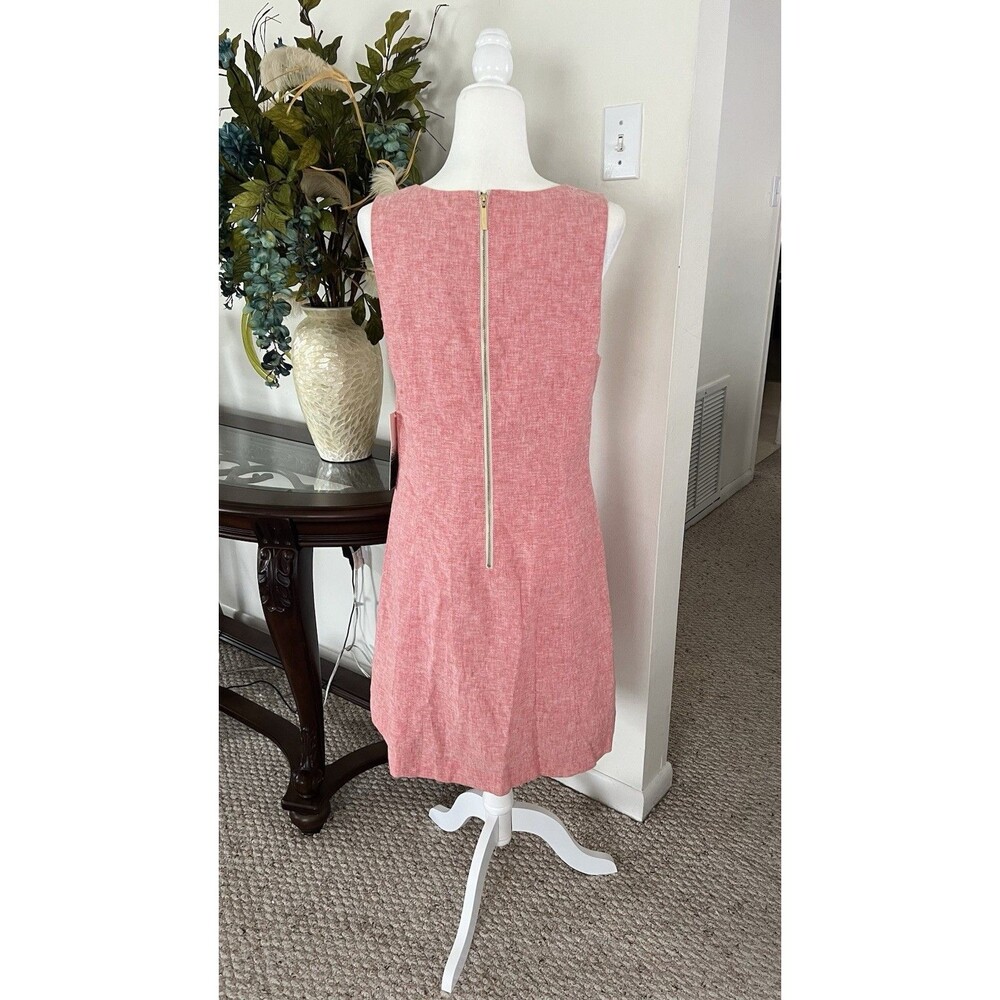 Kensie Linen Blend Mini Dress L NWT Coral Pink Lace Up Nautical Summer Sleeveles - Picture 4 of 12